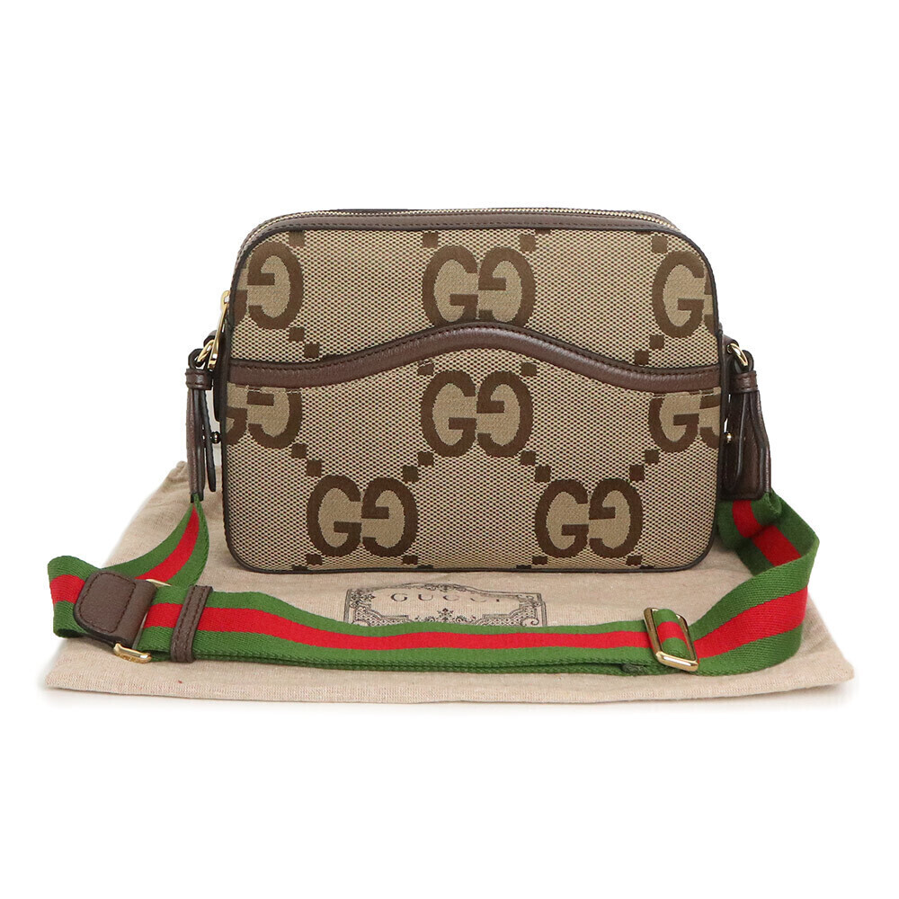 Gucci Tan Crossbody Brown Beige Jumbo Shoulder Camel Messenger GG Bag Ebony